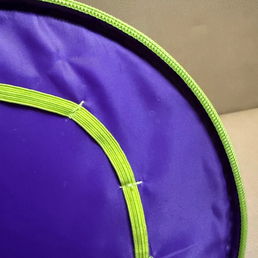 Vintage Polly Pocket Carrying Case Purple Lime Green Round Storage Bag 2000s